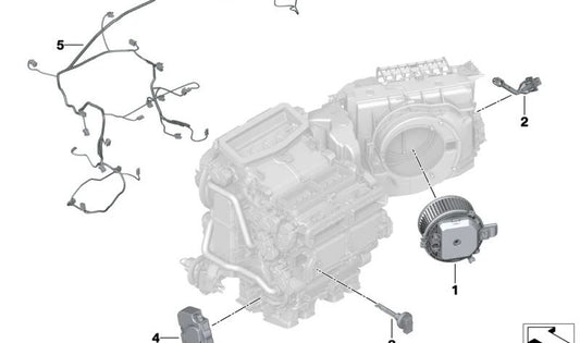 OME de ventilador de ar condicionado OEM 64115A16526 para BMW IX (i20) M60, IX XDRIVE50, IX XDRIVE40. Modelos compatíveis: i20. BMW original.