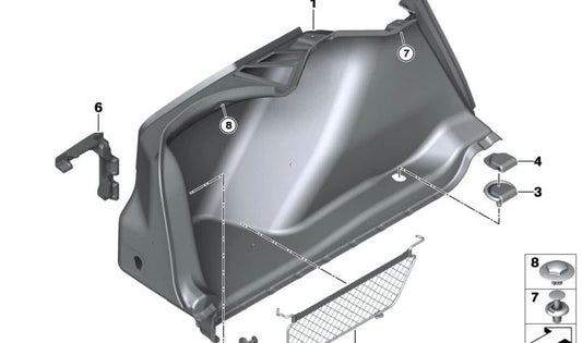 Painel lateral esquerdo OEM 51479484199 para BMW G42 e G87. Peça original da BMW.