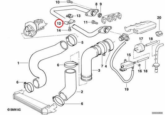 OEM ESCAPLA CLAMP 11712245845 per BMW E36, E39, E38. BMW originale.