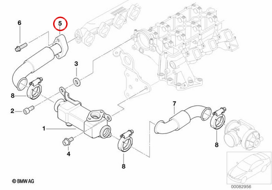 OEM -Gas -Rezirkulationsrohr 11712463463 für BMW E46 318d, 320CD. Teil des Emissionsreduktionssystems. Original BMW.