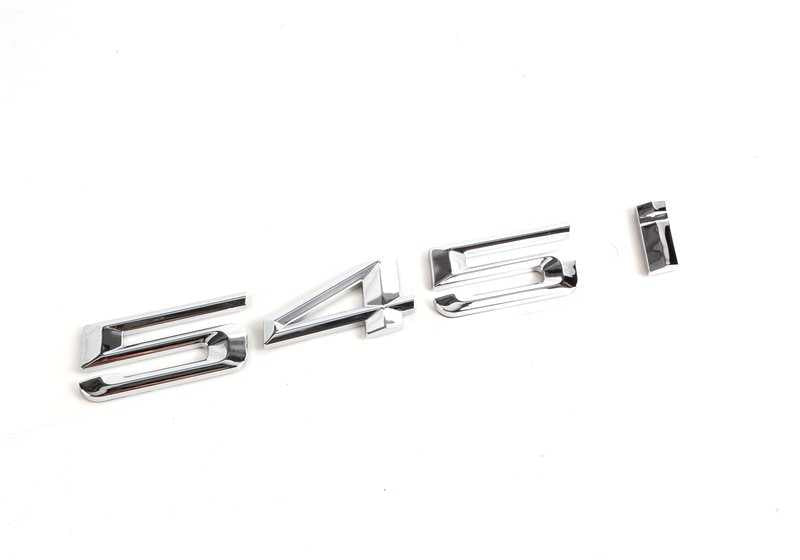 Emblem "545i" OEM 51147111711 for BMW E60 and E61 545i (2003–2005 models). Original BMW.