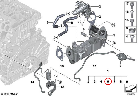 Réfrigération OEM du tube flexible 11715B65BA6 pour BMW F40, F44, F45, F46, X1 F48, X2 F39 et Mini F55, F56, F57, F60 ... et plus. BMW et mini d'origine.