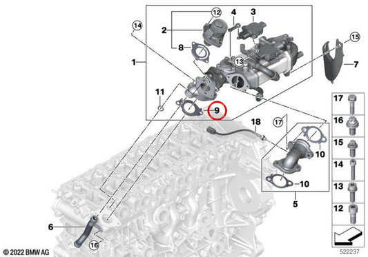 Carte d'échappement OEM 11717101305 pour BMW G20, G21, G22, G23, G26, G30, G31, G32, G11, G12, G14, G15, G16, G01, G02, G05, G06, G07. BMW d'origine.