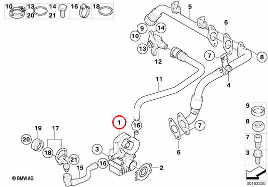 Válvula EGR OEM 11717548415 para BMW E90, E91, E92, E93, E60, E61, F10, F11, E63, E64. BMW genuíno.