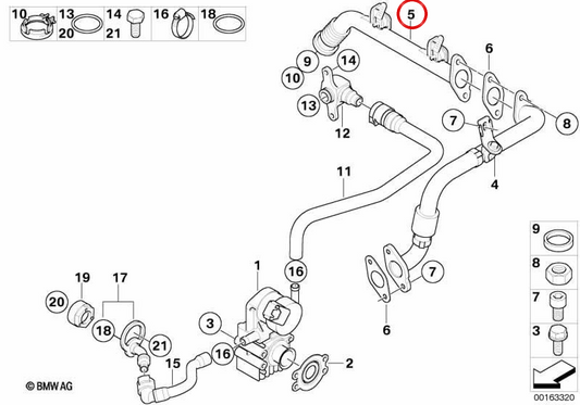 OEM DUCT Tube 11717574953 per BMW E90, E91, E92, E93, E60, E61, F10, F11, E63, E64. BMW originale.