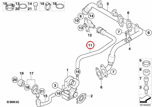 Le tuyau du système de réfrigération OEM 11717576083 pour BMW E90, E91, E92, E93, E60, E61, F10, F11, E63, E64. BMW d'origine.