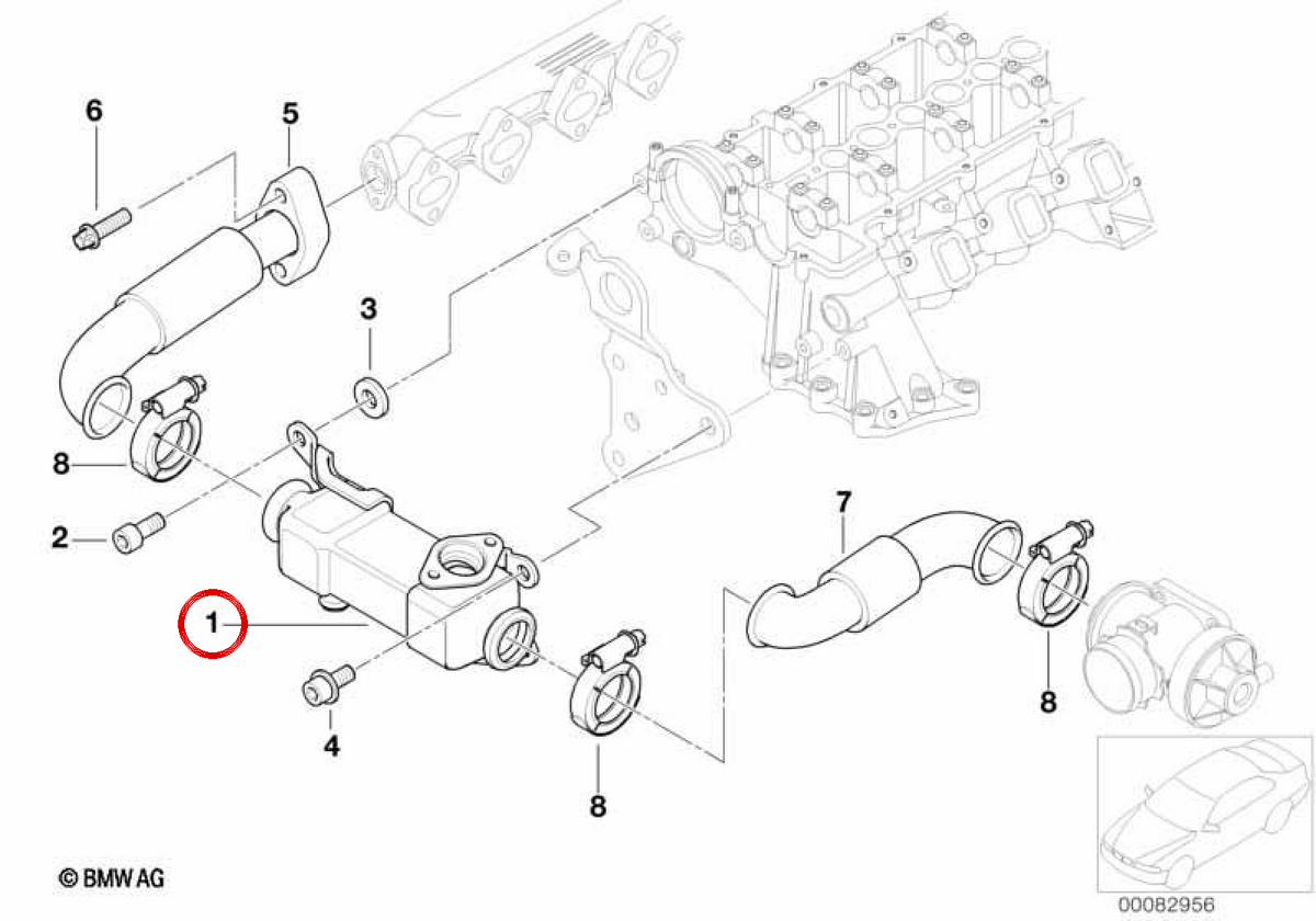Escape Gas Employer 11717787404 per BMW E46, E39, E38. BMW originale.
