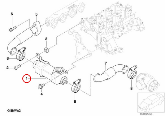 Refrigerador de gases de escape OEM 11717787404 para BMW E46, E39, E38. BMW genuíno.