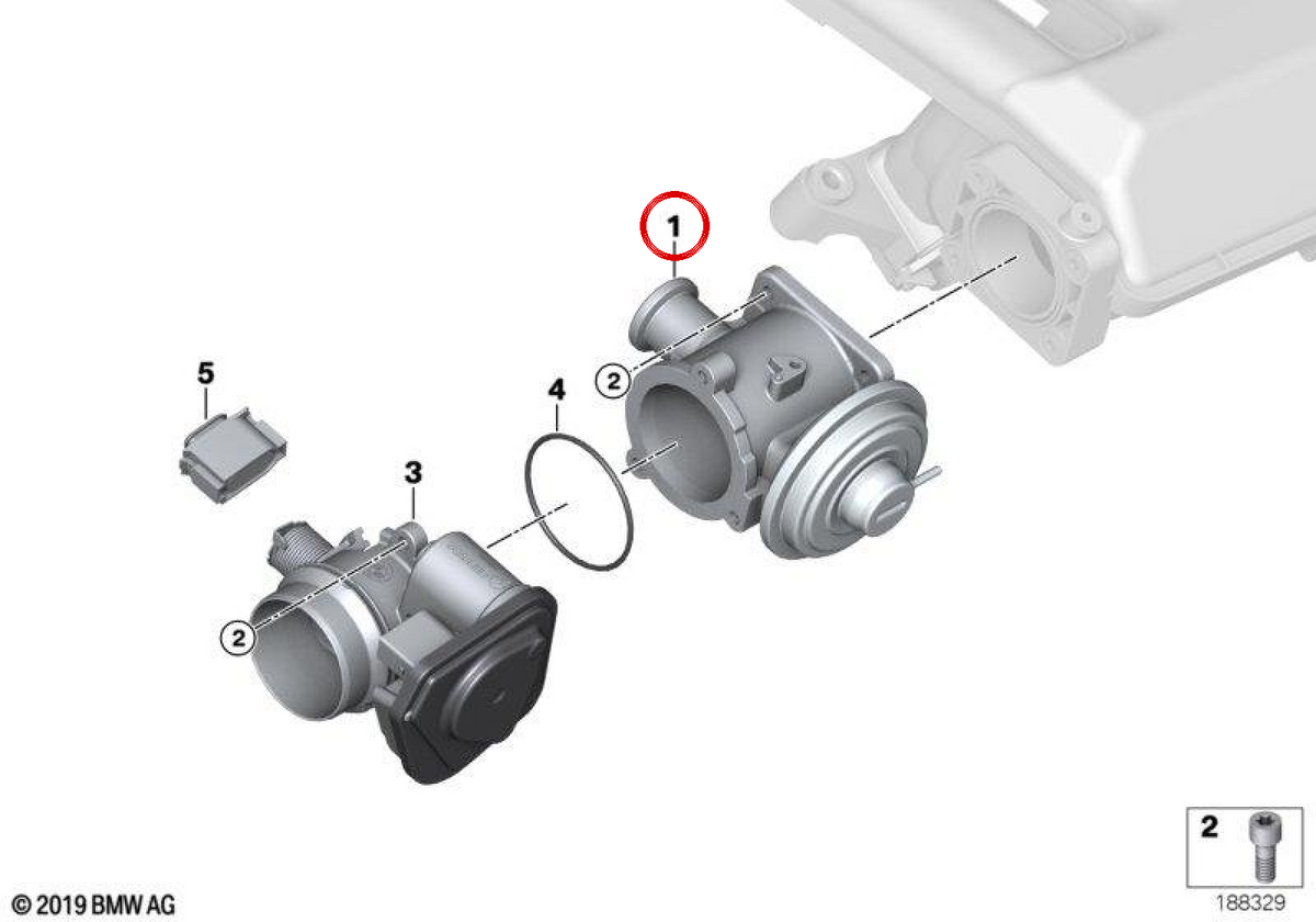 Valvola AGP per BMW 3 E90 Series, E91, E92, 5 E60 Series, E61, 6 E63, E64, X3 E83, X5 E70, X6 E71 (OEM 11717804352). BMW originale