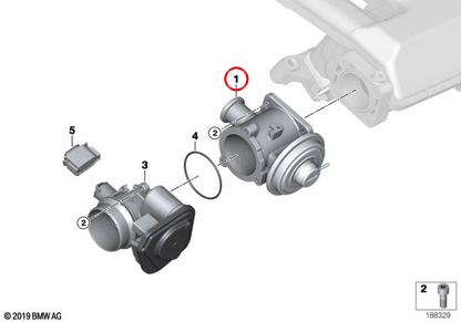 Valvola AGP per BMW 3 E90 Series, E91, E92, 5 E60 Series, E61, 6 E63, E64, X3 E83, X5 E70, X6 E71 (OEM 11717804352). BMW originale