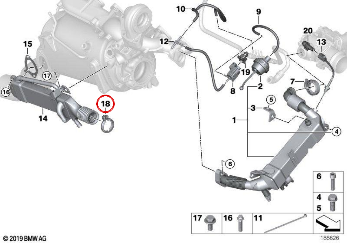 Morsetto OEM 11717808144 per BMW E70, E71. BMW originale.