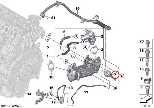 Vanne de contrôle de pression OEM 11718474433 pour BMW F40, F44, F45, F46, F48, F39, F55, F56, F57, F54, F60. BMW d'origine.
