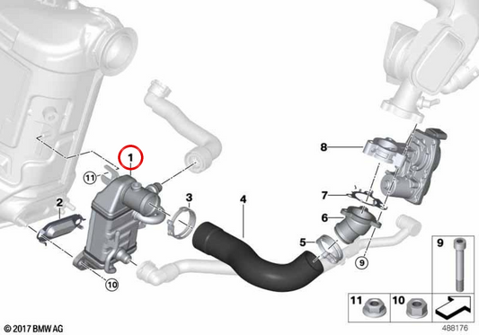 Radiador de gases de escape de baixa pressão OEM 11718576809 para MINI F56, F55, Clubman F54, Countryman F60... e muito mais. MINI originais.