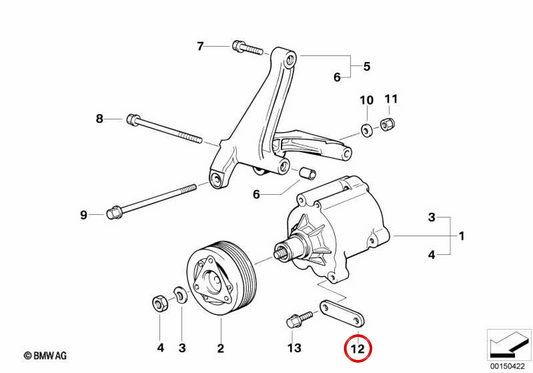 Soporte de fijación del turbo OEM 11721402327 para BMW E36 y Z3. Original BMW.