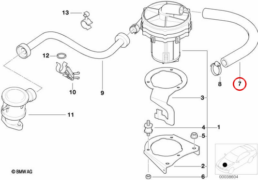 Tubo per aspirapolvere OEM 11721437778 per BMW Serie 3 E36, Z3 E36. BMW originale.