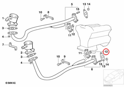 Junta de escape OEM 11721741387 para BMW E38, E31. Original BMW.