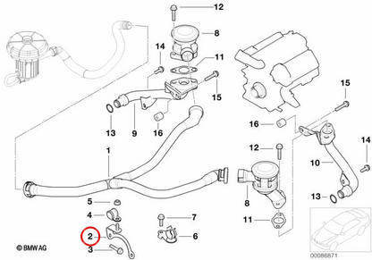 Soporte válvula EGR OEM 11727508275 para BMW E60, E61, E63, E64, E65, E66. Original BMW.