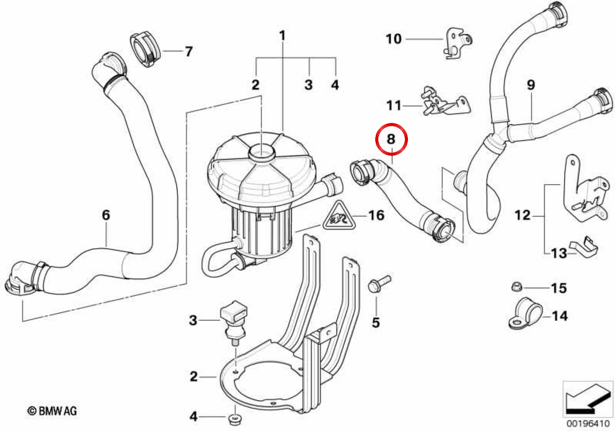 Tubería de presión OEM 11727556958 para BMW E65, E66. Original BMW.