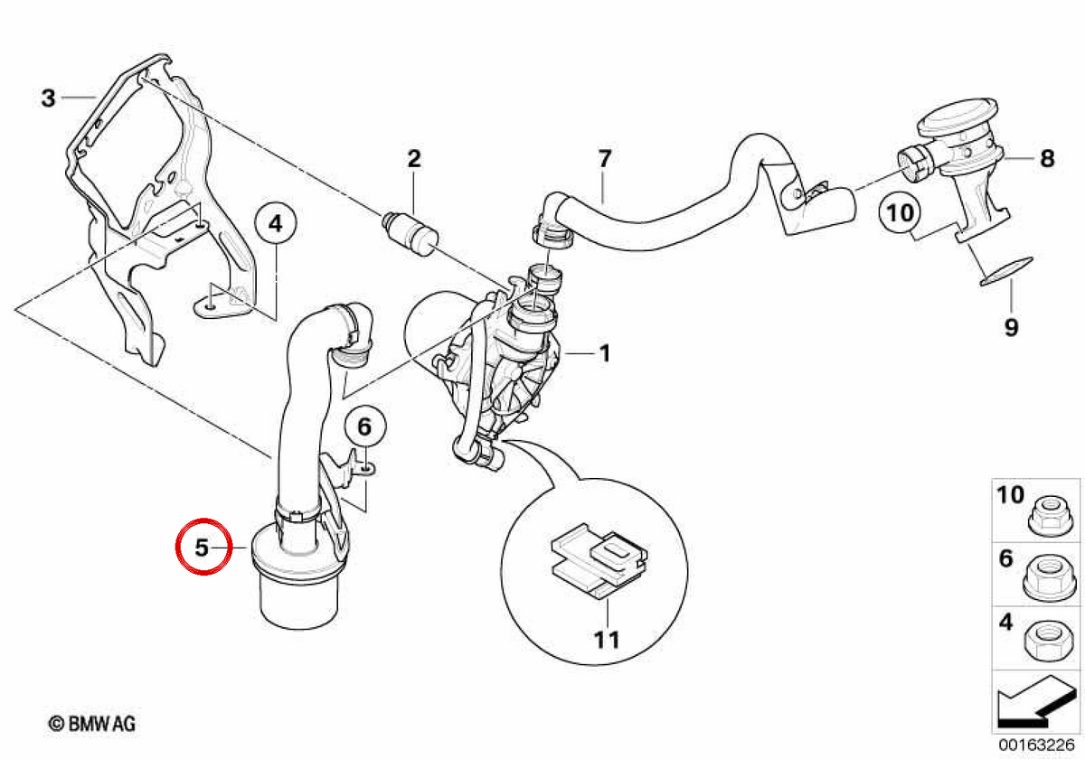 OEM -Zulassungsrohr 11727557907 für BMW E82, E88, E90, E92, E93. Original BMW.
