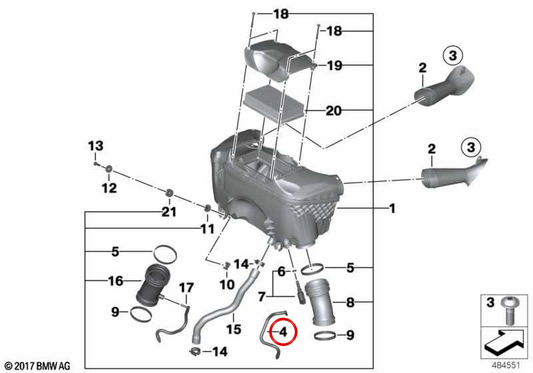 Guida aria destra OEM 11738523316 per moto BMW R1200GS, R1200GS Adv, R1200RT, R1200R, R1200RS... e altro ancora. BMW Motorrad originale.