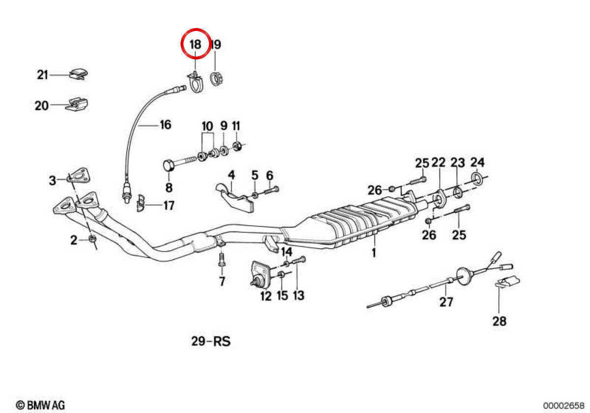 Lambda OEM 11781721039 Support de sonde pour BMW E30, E34. BMW d'origine.