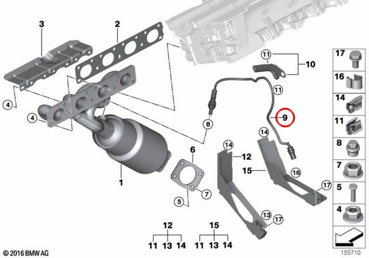 Lambda Negra OEM 11787530283 pour BMW E87, E90, E91. BMW d'origine.