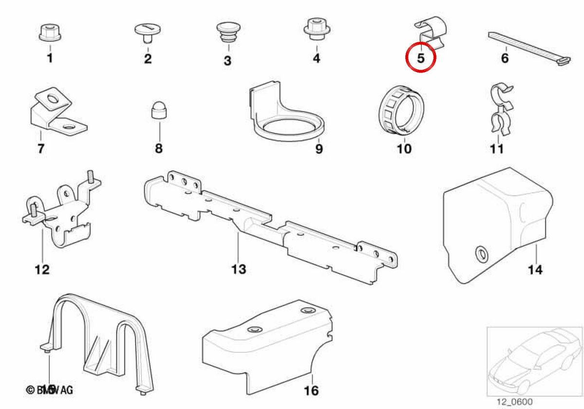 Abbraccio OEM 11787547213 per BMW Serie 3 E21, E30, E36, E46, E90 LCI, E92, E93, Serie 5 E12, E28, E34… e altri. Originale BMW.