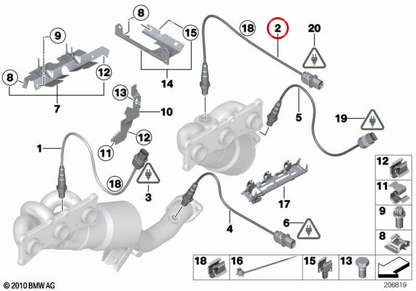 Sonda lambda OEM 11787558054 para BMW E81, E82, E87, E88, E90, E91, E92, E93, E60, E61, E63, E64, E65, E66, E85, E86. BMW genuíno.