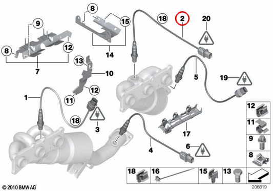 Sonda lambda OEM 11787558054 para BMW E81, E82, E87, E88, E90, E91, E92, E93, E60, E61, E63, E64, E65, E66, E85, E86. Original BMW.