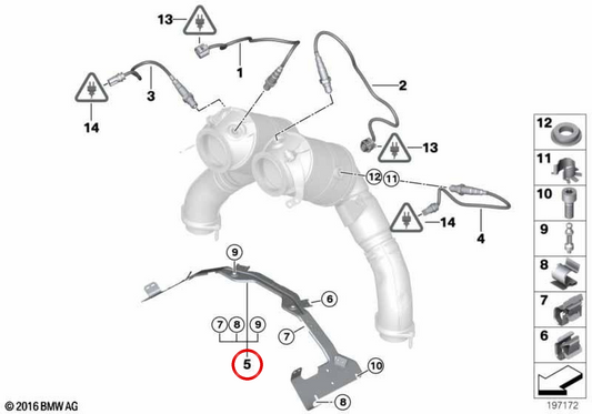 Soporte sonda lambda OEM 11787593861 para BMW E70, E71. Original BMW.
