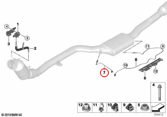 Sensore di temperatura del gas di scarico OEM 1178948323 per BMW G20, G22, G23, G26, F97, F98. BMW originale.