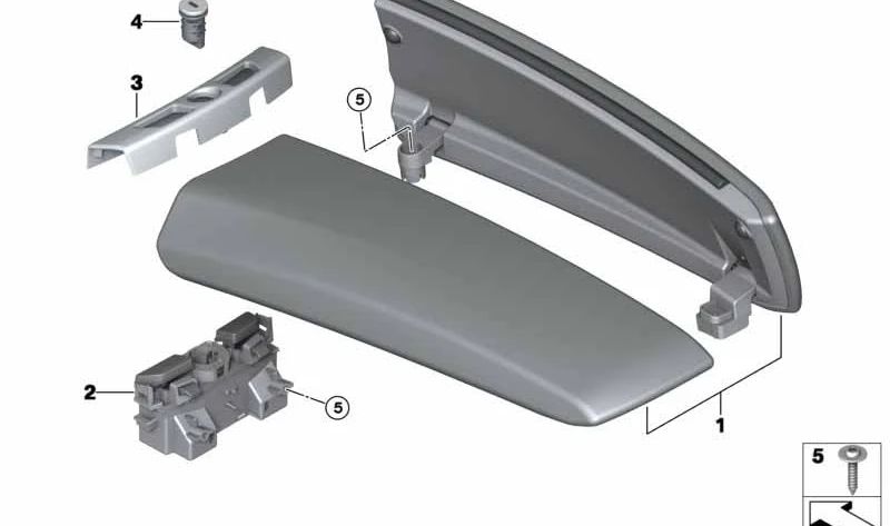 Cierre embellecedor de la consola central para BMW Serie 5 F07, F07N (OEM 51169178355). Original BMW.