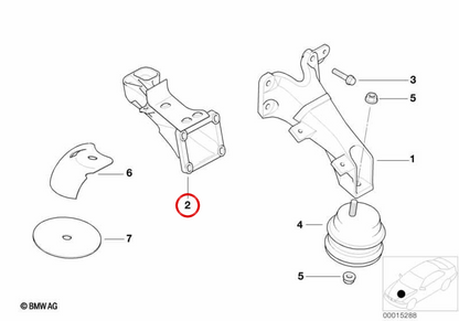 OEM 11816752198 Motorrechtsunterstützung für BMW E46, E60, E61, E63, E64, E65, E66, E67, E83. Original BMW.