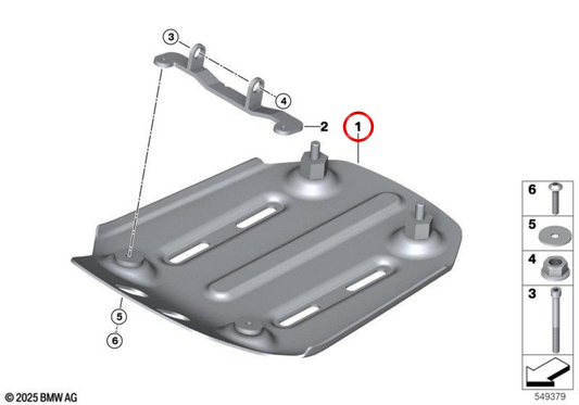 Front silver sump guard OEM 11845A89209 for BMW Motorrad R 12 nineT, R 12 nineT A2, R 12, R 12 G/S. Original BMW Motorrad.
