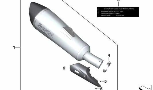 Silenciador deportivo Akrapovic OEM 77115A791A9 para BMW R1250RT, R1200RT. Original BMW Motorrad.