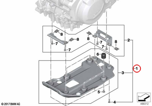 Juego de protección inferior del motor negro OEM 11848405374 para motos BMW F 750 GS, F 800 GS. Original BMW Motorrad.