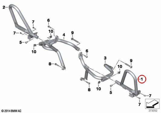 Arceau de protection moteur autorités OEM 11848548597 pour BMW R 1200 RT et R 1250 RT K52. Original BMW Motorrad.