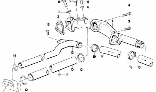 Tuyau de refroidissement OEM 64211382640 pour BMW E32 750I et 750IL (modèles M70). Conduction arrière, changement automatique. BMW d'origine.