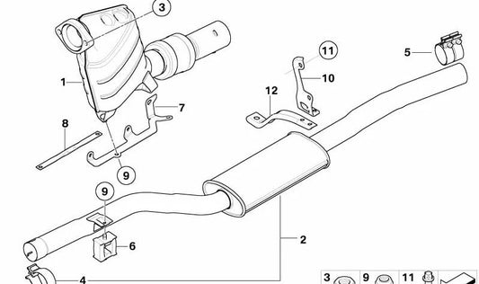 Silencioso intermedio OEM 18307789953 para BMW E60, E61. Original BMW.