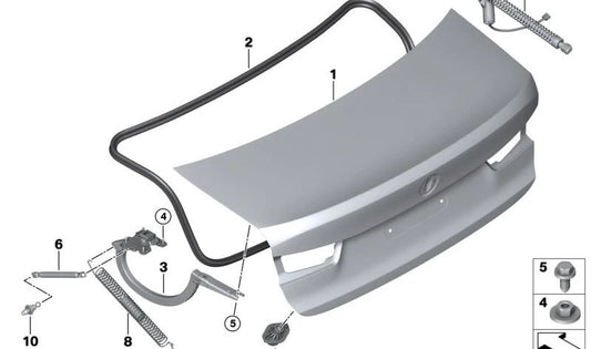 Muelle de apertura maletero OEM 51247430614 para BMW G20, G20N, G28, G28N, G80, G80N. Original BMW.
