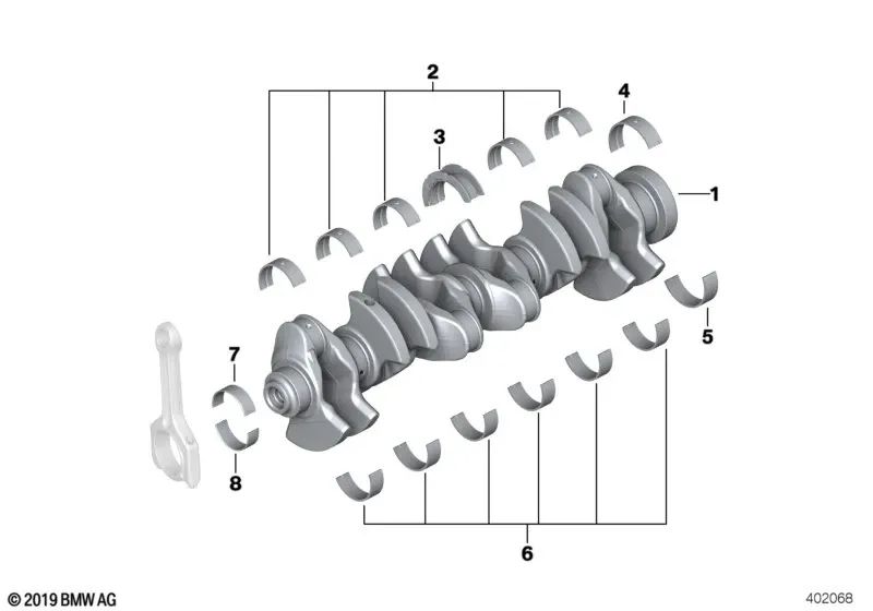 Cojinete azul para BMW Serie 2 F87, F87N, Serie 3 F80, F80N, Serie 4 F82, F82N, F83, F83N, X4 F26 (OEM 11217849242). Original BMW