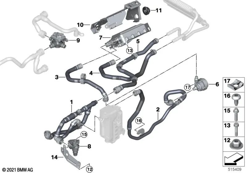 Manguera de Refrigerante para BMW (OEM 64219475680). Original BMW.