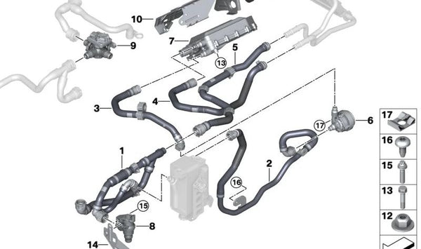 Manguera de refrigerante de ida OEM 64219475681 para BMW G26. Original BMW.