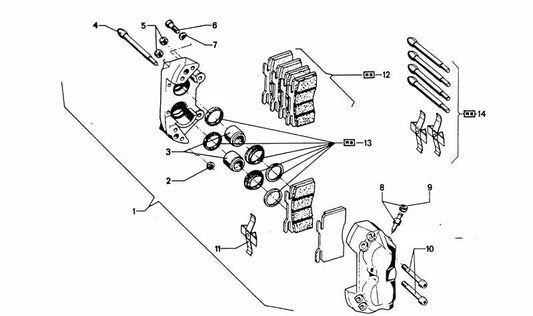 Front brake fixing screw 34111108795 for BMW E30, E31, E32, E34, E36, E38, E39, Z1. Original BMW.