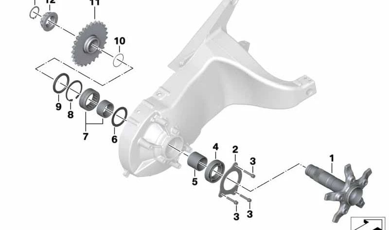 Árbol primario OEM 33177725123 para motos BMW C 600 Sport, C 650 Sport, C 650 GT. Original BMW Motorrad.