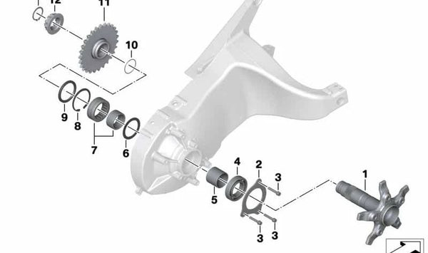 Árbol primario OEM 33177725123 para motos BMW C 600 Sport, C 650 Sport, C 650 GT. Original BMW Motorrad.