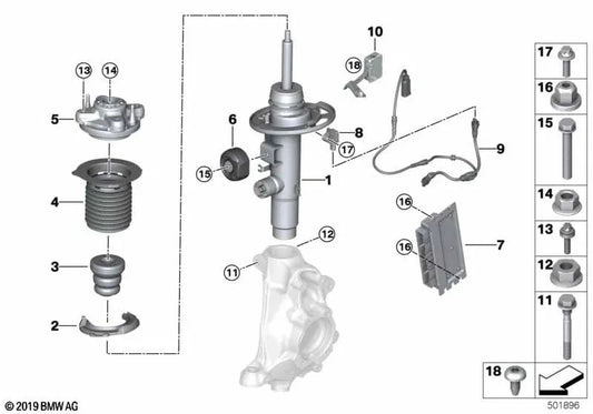 Front right shock absorber VDC for BMW 4 Series G23 (OEM 37105A21C82). Original BMW