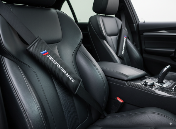 Almohadillas para cinturón de seguridad BMW ///PERFORMANCE en color carbono