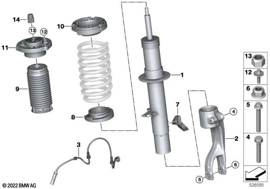 Amortecedor adicional com tubo de proteção para BMW G09 (OEM 31305A92849). BMW original.
