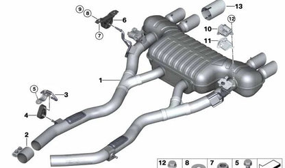 Rear silencer with exhaust valve for BMW F80, F82, F83 (OEM 18307851179). Original BMW
